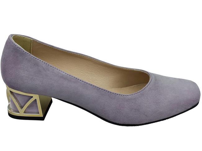 Bequeme Damenschuhe Lilienfarben Pumps mit dekorativem Absatz Natürliches Wildleder 219 von ElitaBut