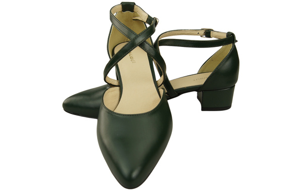 Damen Sandalen Echtleder Smaragdgrün mit Riemen Niedriger Absatz 223 ElitaBut