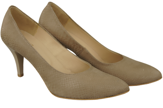 Damenschuhe Pumps Beige Schlangenmotiv Naturleder 150 ElitaBut
