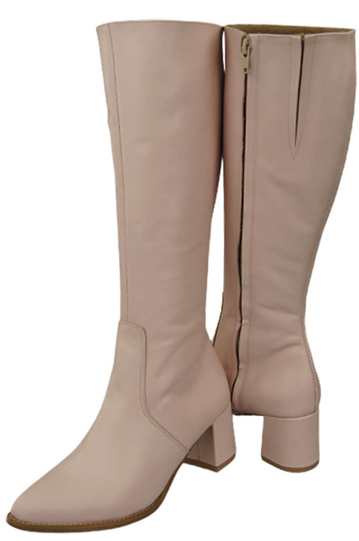 Klassische Damenstiefel, Naturleder, Puderrosa 175 ElitaBut