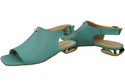 Bequeme Frauenschuhe Sandalen Türkis Flacher Goldabsatz Naturleder 207 ElitaBut