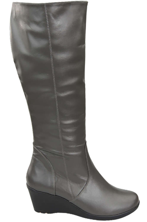 Damenschuhe Keilstiefel, Naturleder, Graphit 177 ElitaBut