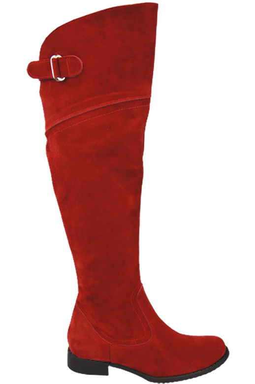 Schuhe Damenstiefel Stiefel Overknee-Stiefel, Naturleder, Velours, Rot 154 ElitaBut