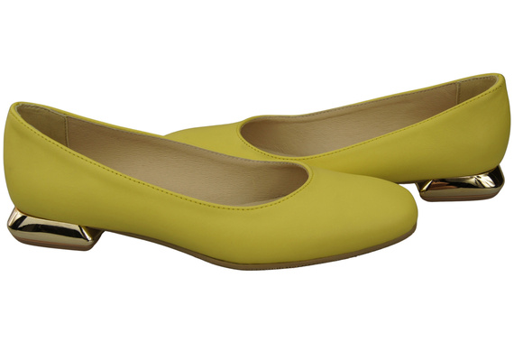 Flache Frauen Schuhe Zitrone Dekorative Ferse Naturleder 209 ElitaBut