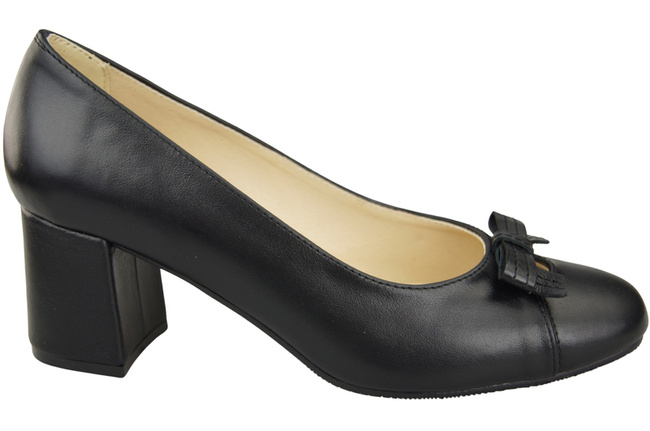 Damen Pumps mit Schleife Schwarz Naturleder und niedrigem Absatz 203 ElitaBut
