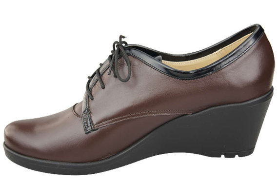 Damenschuhe mit Keilabsatz, Naturleder, Schokolade 181 ElitaBut