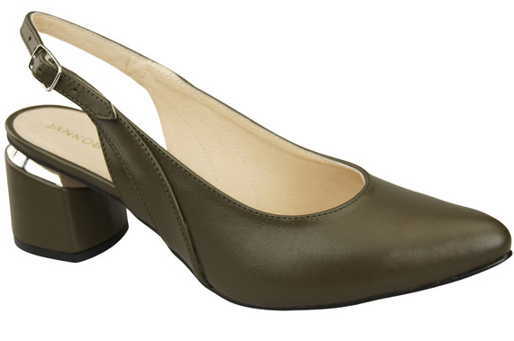 Damenschuhe Olivgrüne Sandalen, Naturleder 196 ElitaBut