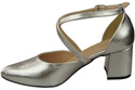 Elegante Silber Ledersandalen mit offener Seite und stabilem Absatz 218 ElitaBut