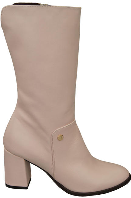 Schuhe Halbhohe Damenstiefel, Naturleder, Puderrosa 189 ElitaBut