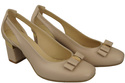 Schuhe Damen Cappuccino Blass Pumps aus Naturleder mit dekorativem Absatz 199 ElitaBut