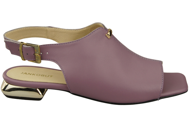 Bequeme Frauenschuhe Sandalen Lilienfarben Flacher Goldabsatz Naturleder 207 ElitaBut