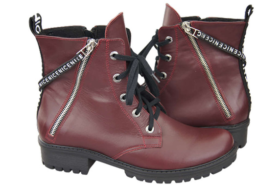 Schuhe Damen-Stiefeletten mit der Aufschrift NICE, Naturleder, Burgund 173 von ElitaBut