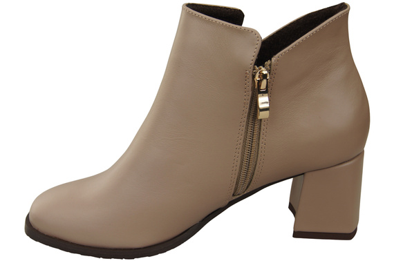 Damen-Stiefeletten ElitaBut 226 Cappuccino Dunkel aus Naturleder, gefüttert, eckige Zehenkappe, Blockabsatz