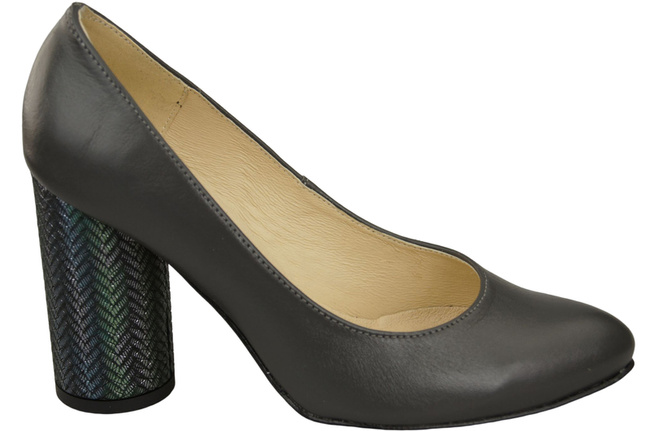 Damenschuhe Graphite Pumps Naturleder Bunter Zierabsatz 194 ElitaBut