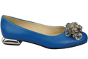 Damen Blau Pumps mit Kristallen flach Naturleder 216 ElitaBut