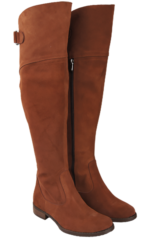 Schuhe Damenstiefel Stiefel Overknee-Stiefel, Naturleder, Velours, Kastanie 154 ElitaBut