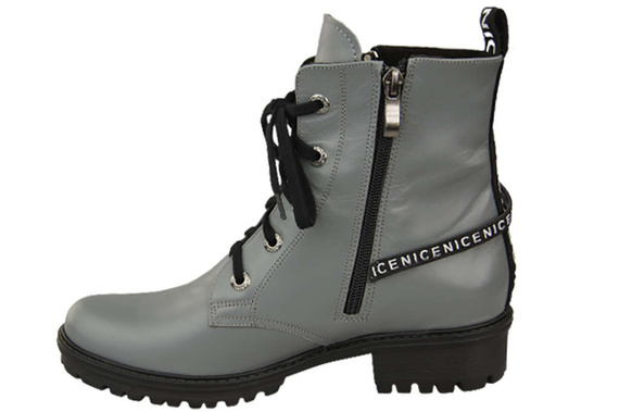 Schuhe Damen-Stiefeletten mit der Aufschrift NICE, Naturleder, Grau 173 von ElitaBut