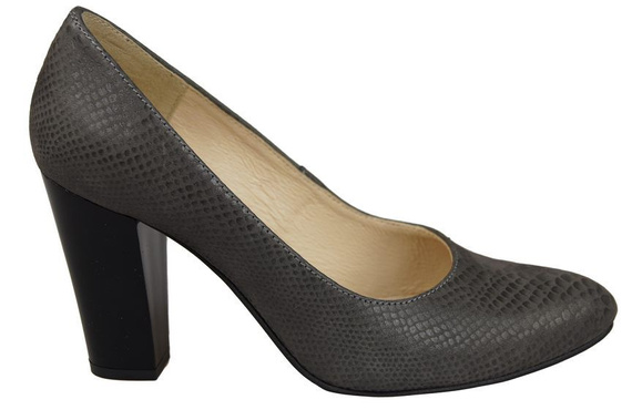Damenschuhe Pumps, Naturleder, Schuppenmotiv, Grau 926 ElitaBut