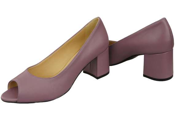 Damenschuhe PEEP TOE Pumps Lila Naturleder mit beschichtetem Absatz 192 ElitaBut