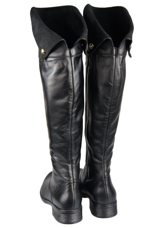 Schuhe Damenstiefel Stiefel, Overknee-Stiefel, hoher Schaft, oberhalb des Knies, Naturleder, Schwarz 803 ElitaBut