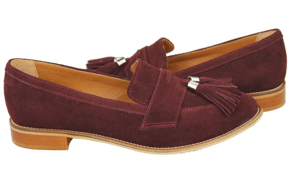 Schuhe Damen Mokassins Naturveloursleder Burgund 134 ElitaBut