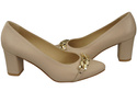 Klassische Frauen Cappuccino Blass Naturleder Schuhe mit Gold Ornament Kette 200 ElitaBut