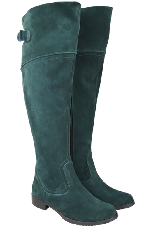 Schuhe Damenstiefel Stiefel Overknee-Stiefel, Naturleder, Velours, Malachit 154 ElitaBut