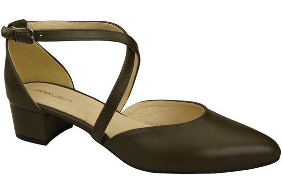 Damen Sandalen Echtleder Olive mit Riemen Niedriger Absatz 223 ElitaBut