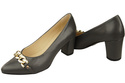Klassische Frauen Graphite Naturleder Schuhe mit Gold Ornament Kette 200 ElitaBut