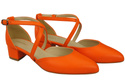 Damen Sandalen Echtleder Orange mit Riemen Niedriger Absatz 223 ElitaBut