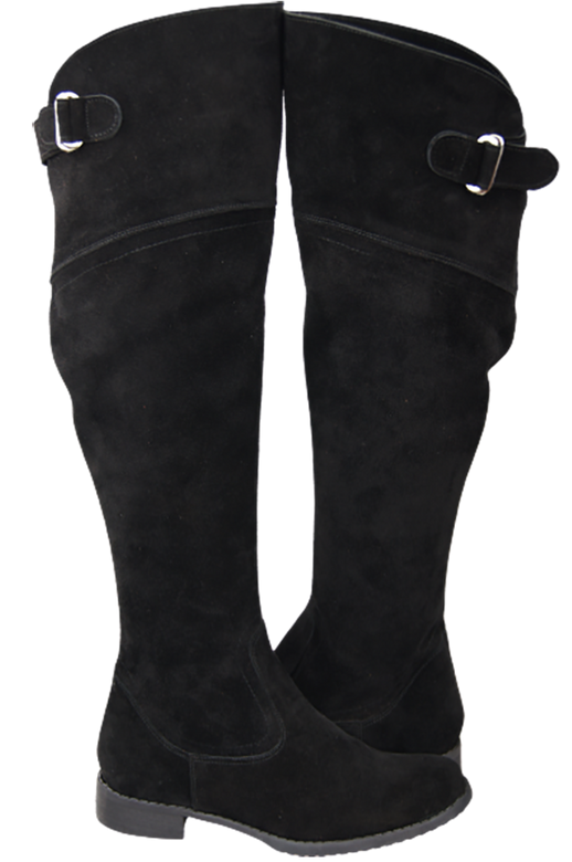 Schuhe Damenstiefel Stiefel Overknee-Stiefel, Naturleder, Velours, Schwarz 154 ElitaBut