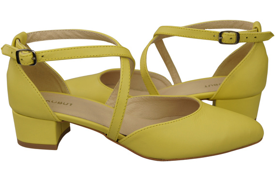 Damen Sandalen Echtleder Zitrone mit Riemen Niedriger Absatz 223 ElitaBut