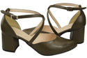 Elegante Olive Ledersandalen mit offener Seite und stabilem Absatz 218 ElitaBut