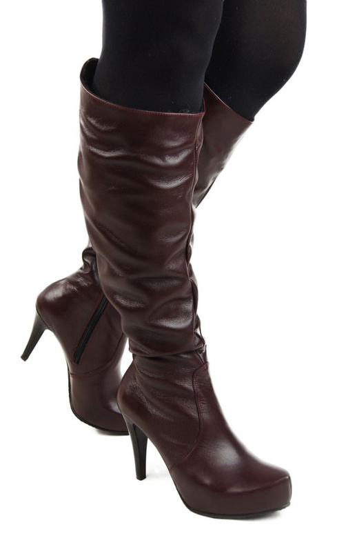 Schuhe Damenstiefel Plateau Naturleder Burgund 120 ElitaBut