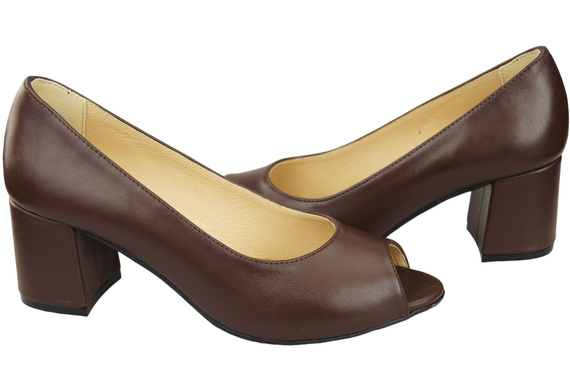 Damenschuhe PEEP TOE Chocolate Pumps Naturleder mit beschichtetem Absatz 192 ElitaBut