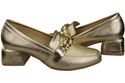 Damenschuhe mit Zierkette Pumps Mokassins Naturleder 193 Gold ElitaBut