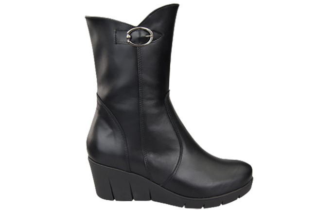 Damen-Keilstiefel, Naturleder, Schwarz 178 ElitaBut