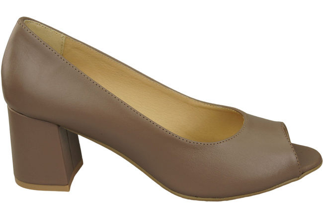 Damenschuhe PEEP TOE Cappuccino-Pumps aus dunklem Naturleder mit beschichtetem Absatz 192 ElitaBut