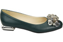 Damen Malachit Pumps mit Kristallen flach Naturleder 216 ElitaBut