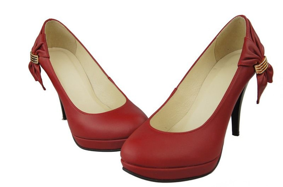 Damenschuhe Plateaupumps, Naturleder, Rot 976 ElitaBut