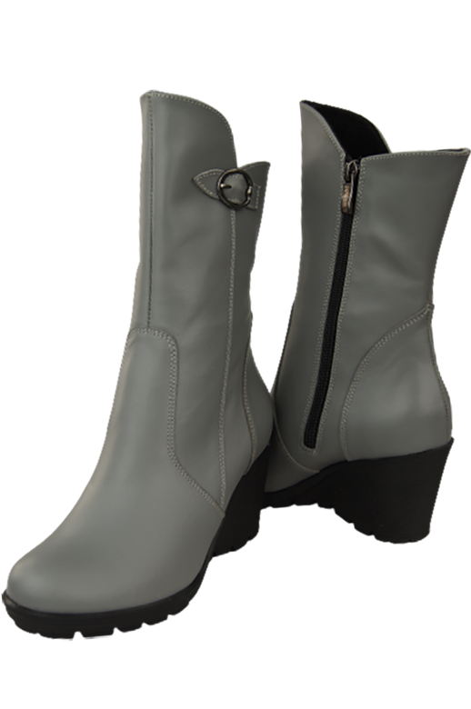 Damen-Keilstiefel, Naturleder, Grau 750 ElitaBut