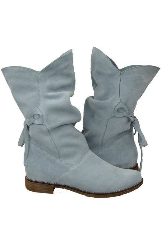 Damen-Winterstiefel, natürliches Veloursleder, Blau 999 von ElitaBut