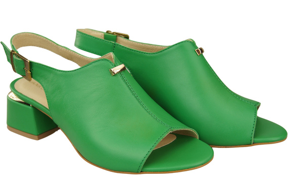 Damenschuhe Limette Sandalen, goldene Schnalle, Naturleder 198 ElitaBut