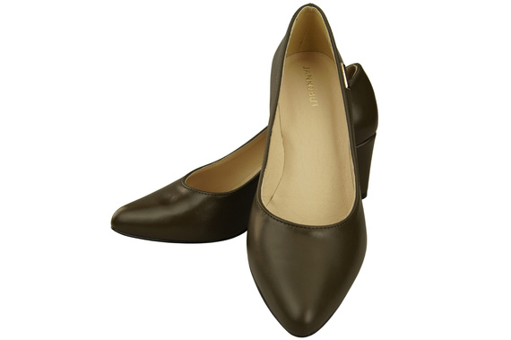 Klassische Glatt Damen Olive Naturleder Schuhe 213 ElitaBut