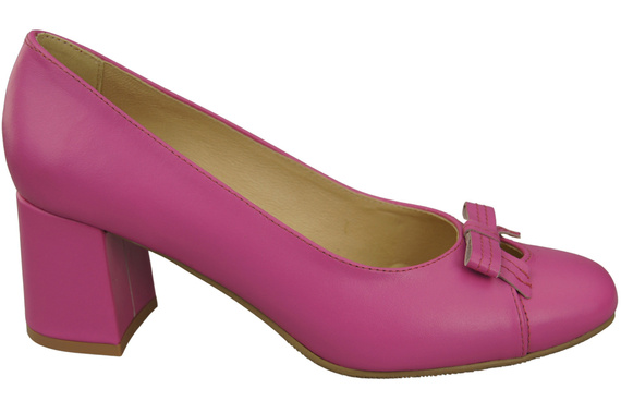 Damen Pumps mit Schleife Fuchsie Naturleder und niedrigem Absatz 203 ElitaBut