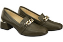 Damenschuhe mit Zierkette Pumps Mokassins Naturleder 193 Olive ElitaBut