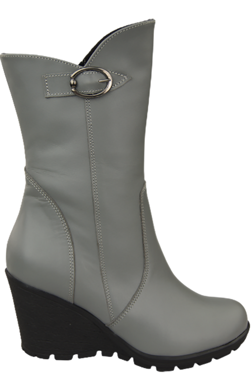 Damen-Keilstiefel, Naturleder, Grau 750 ElitaBut