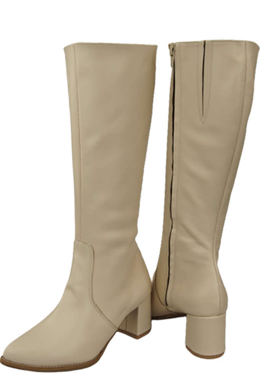 Klassische Damenstiefel, Naturleder, Beige 175 ElitaBut