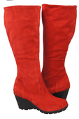 Schuhe Damenstiefel mit Keilabsatz, natürliches Veloursleder, 745 Red ElitaBut