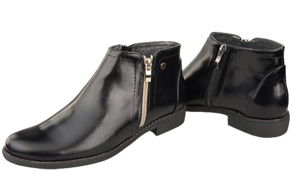 Frühlingsstiefel für Damenschuhe, Naturleder, Schwarz, Glänzend 872 ElitaBut